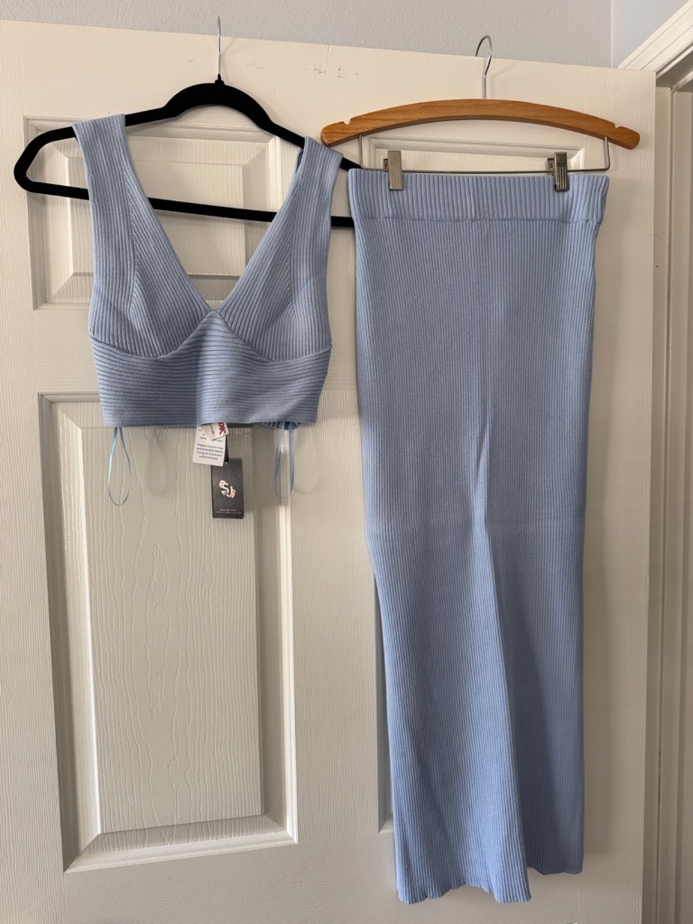 Sincerely Jules Light Blue Ribbed Knit Crop Top